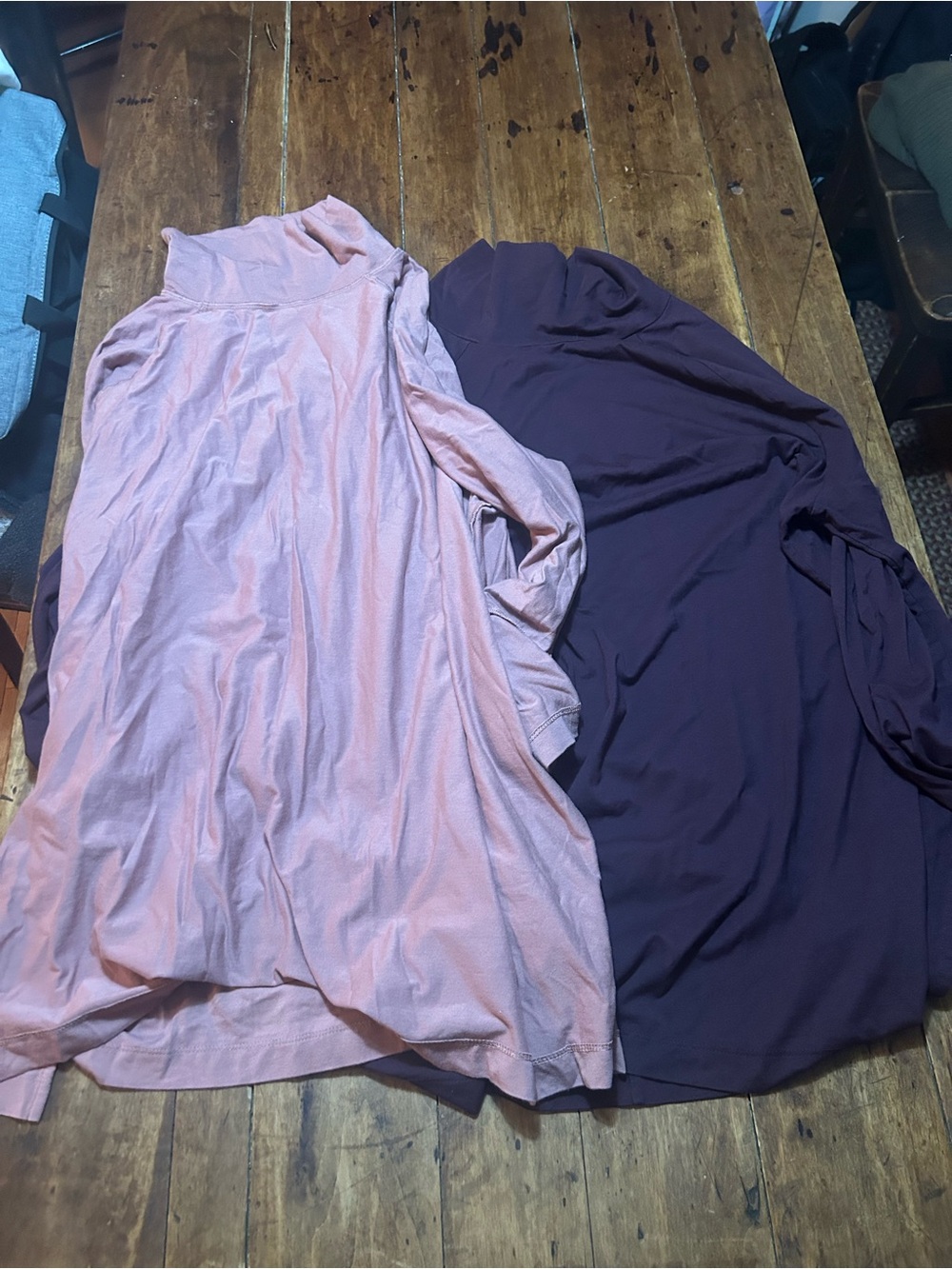 J. Jill Long-Sleeve Turtlenecks in Light Pink and Deep Purple